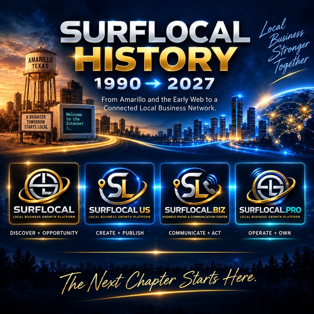 SurfLocal History 1990 to 2027 — from Amarillo and the early Web to a connected local business network